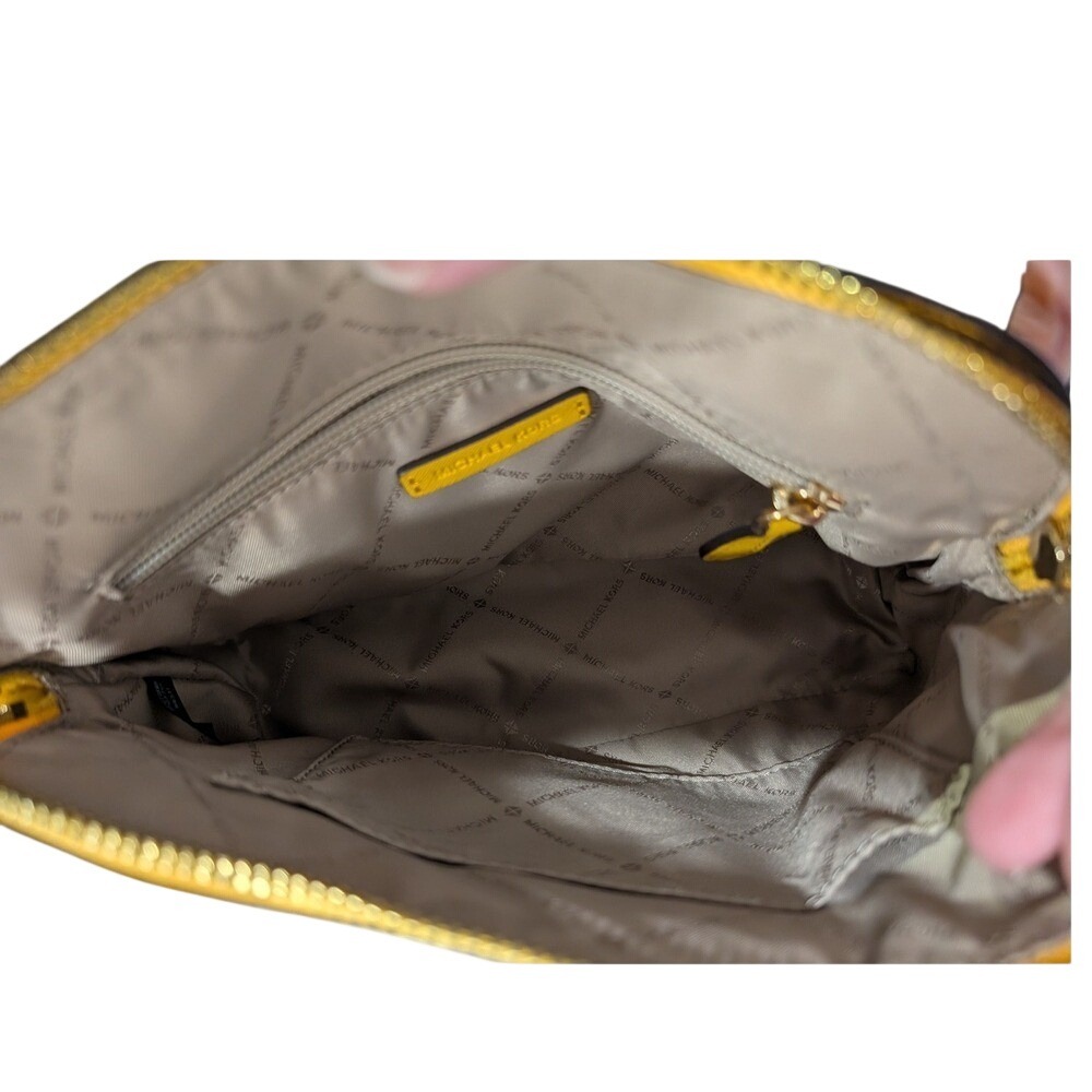 Michael Kors Yellow Leather Dome Crossbody‎ Gold Bag Chain Strap - Picture 8 of 11